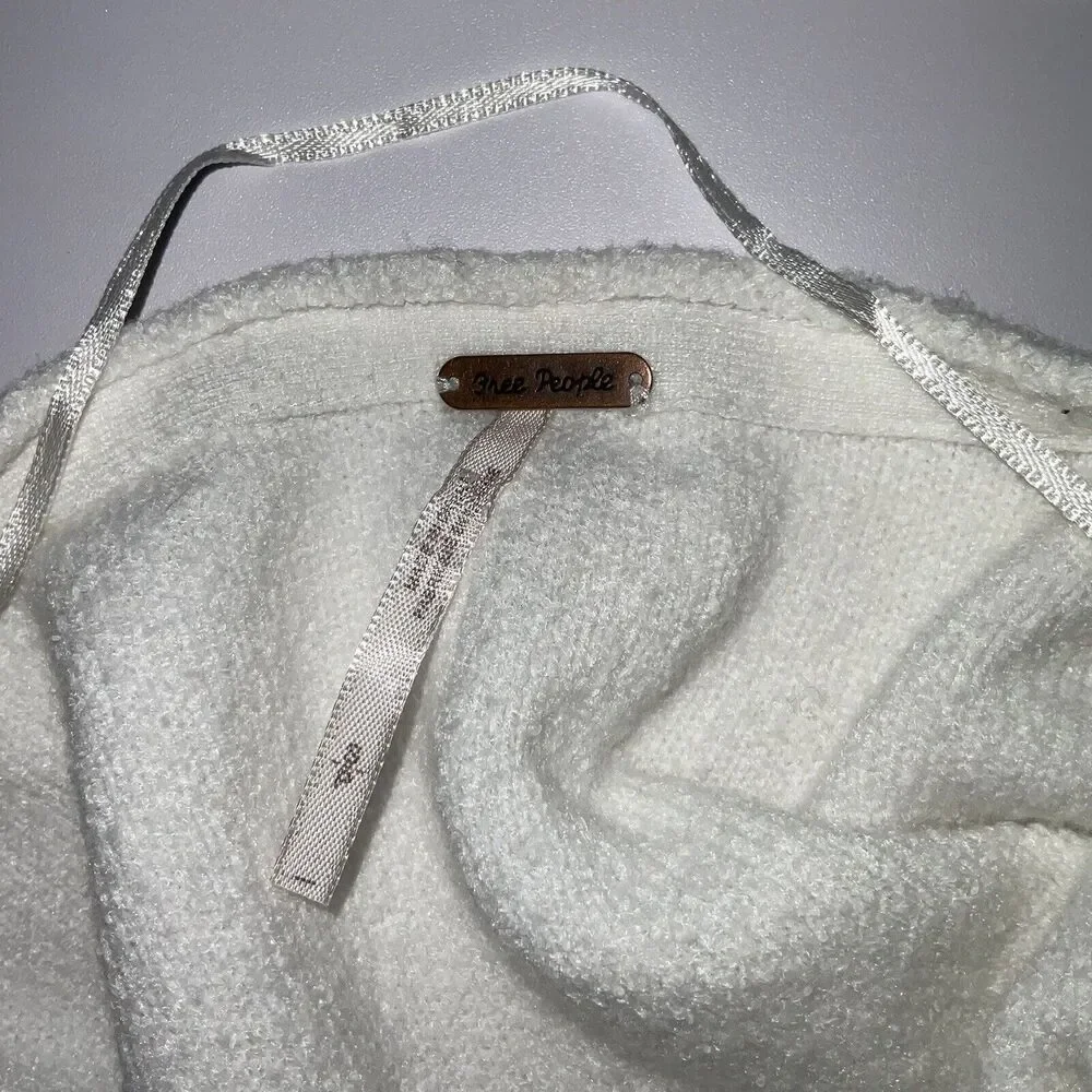 Free‎ People Women's White Cotton V Neck Sweater Size Small